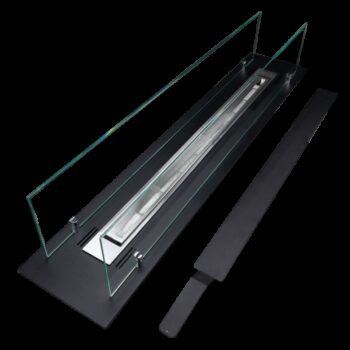 Biokamin zur Einbau 100 cm matt schwarz mit Glas