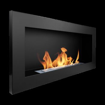 Biokamin 900x400 Schwarz Strukturiert