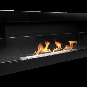 Biokamin 900x400 Schwarz Hochglanz mit Glas
