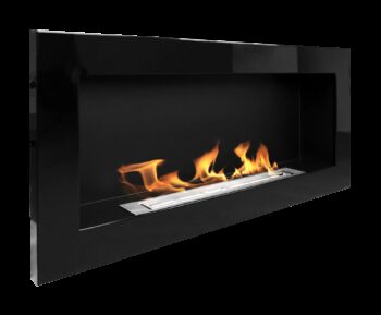 Biokamin 900x400 Schwarz Hochglanz