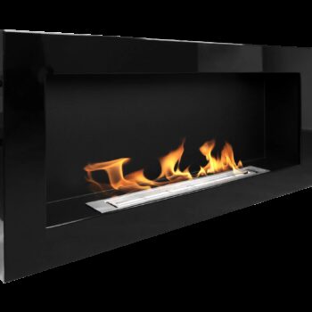Biokamin 900x400 Schwarz Hochglanz