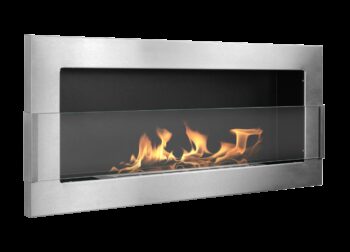 Biokamin 900x400 INOX SILBER mit Glas