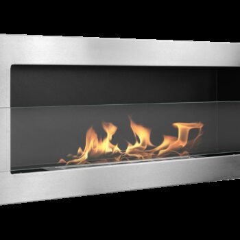 Biokamin 900x400 INOX SILBER mit Glas