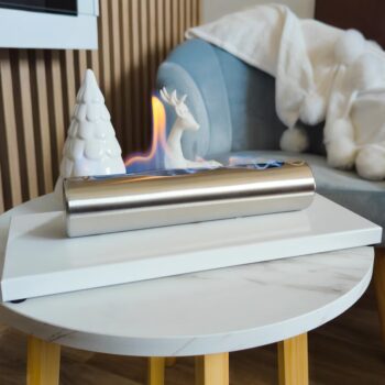 Freistehende Biokamin Stainless Weiß Glänzend