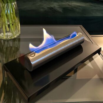 Freistehende Biokamin Stainless Schwarz Glänzend