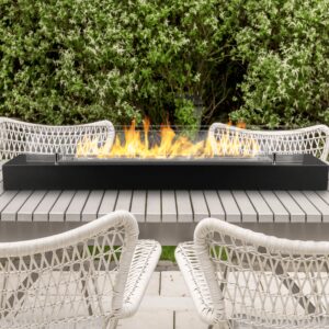 Freistehende Biokamin-Einsatz mit Glas 1200mm Schwarz Matt