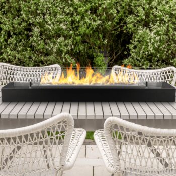 Freistehende Biokamin-Einsatz mit Glas 1200mm Schwarz Matt