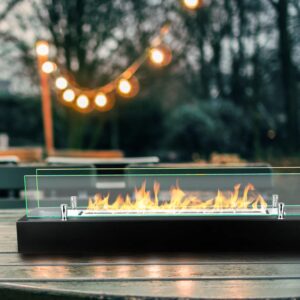 Freistehende Biokamin-Einsatz mit Glas 700mm Schwarz Matt