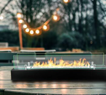 Freistehende Biokamin-Einsatz mit Glas 700mm Schwarz Matt